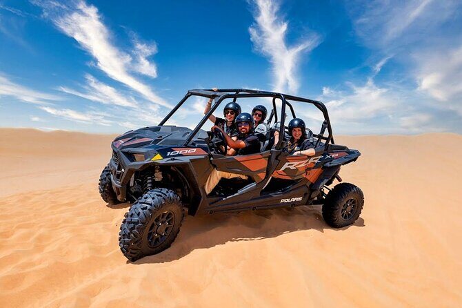 Polaris 1000CC Buggy 04 Seater with Camel Riding and Sand Skiing - The buggy portion: gloves, goggles, helmet, and controlled chaos