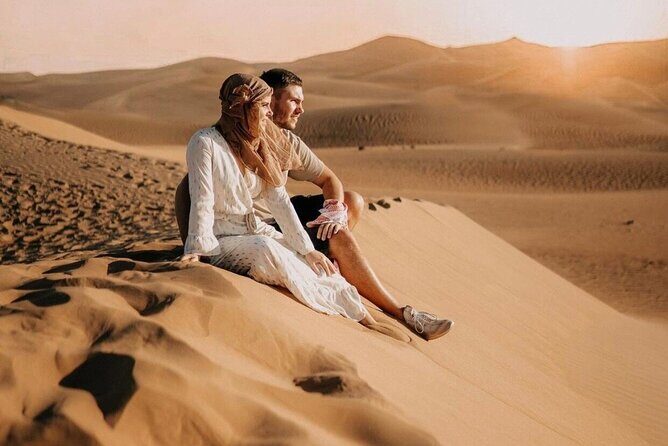Private Evening Desert Safari with BBQ Dinner, Camel Ride And Sand Boarding - Lahbab at sunset: the setting that makes the whole evening work