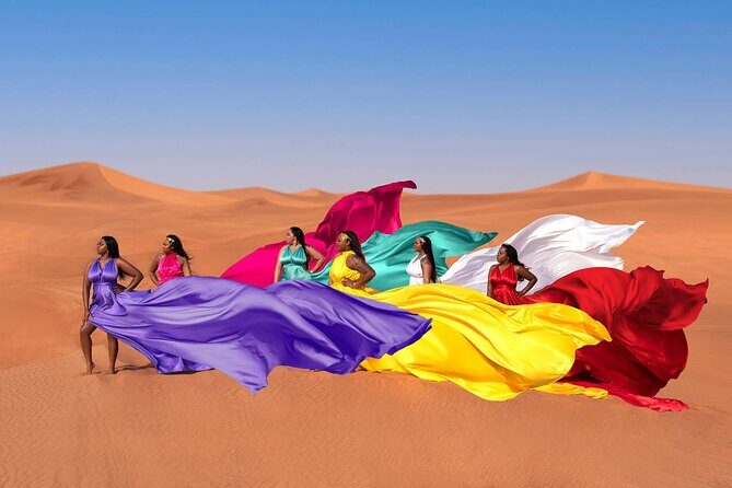 Private Flying Dress Photography in Dubai with Private Transfers - Dubai Desert, The Palm Jumeirah, and The Secret Beach: Choose Your Backdrop