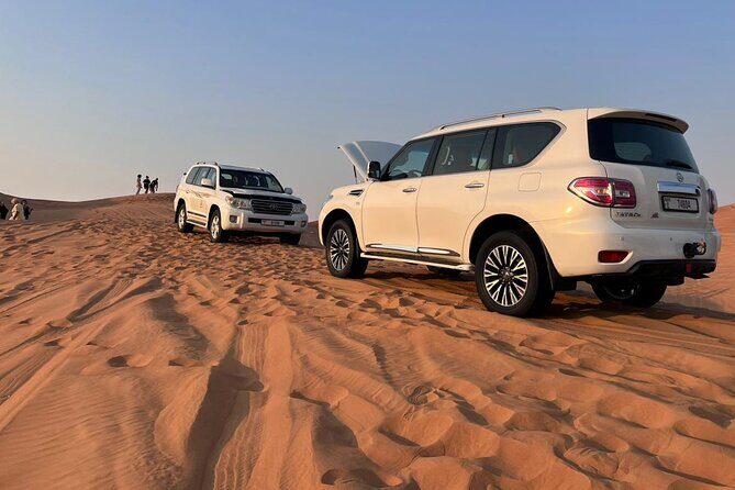 Private Morning Desert Dune Bashing, Sandboardin, Camel Riding - Camp Time: Arabic Sweets and Soft Drinks