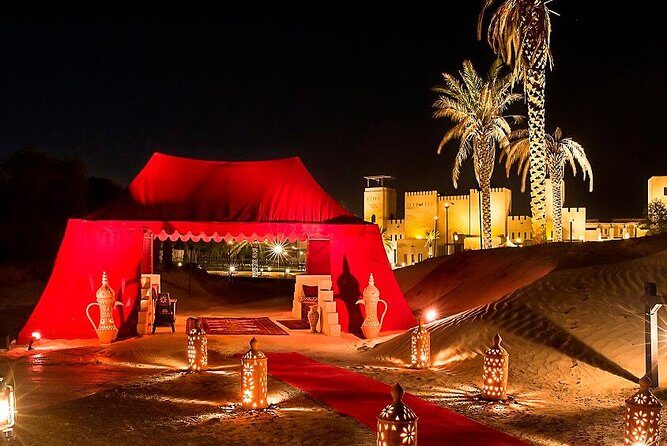 Sahara Arabian Desert Dinner Experience with Transport from Dubai - Arrival at Al Sahra: Bedouin Camp Atmosphere and Early Extras