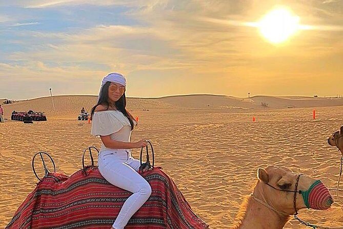 Sun Downer Desert Safari With Camel Trekking, BBQ and Buffet Dinner - Timing: A 3:00 pm Pickup for Sunset Desert Views