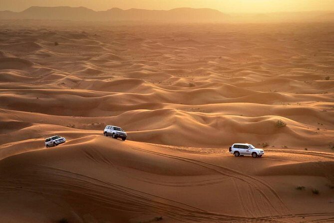 Sun Downer Desert Safari With Camel Trekking, BBQ and Buffet Dinner - Hotel Pickup to 4x4 Dune Bashing: The Main Event
