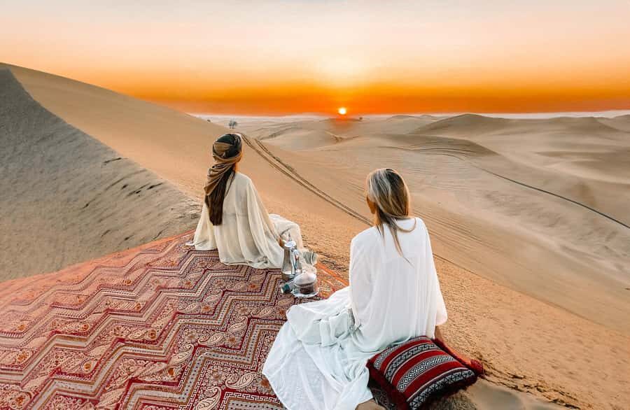 Sunrise Desert Safari - Abu Dhabi - Sitting Down for Sunrise: The Carpet Moment