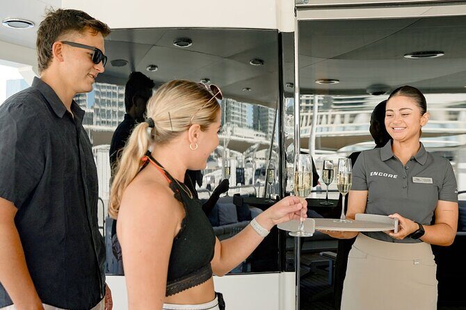 Sunseeker Superyacht: VIP Dining, Premium Drinks & Music - The route: Dubai Harbour, JBR, Ain Dubai, Palm, Atlantis, and Burj Al Arab
