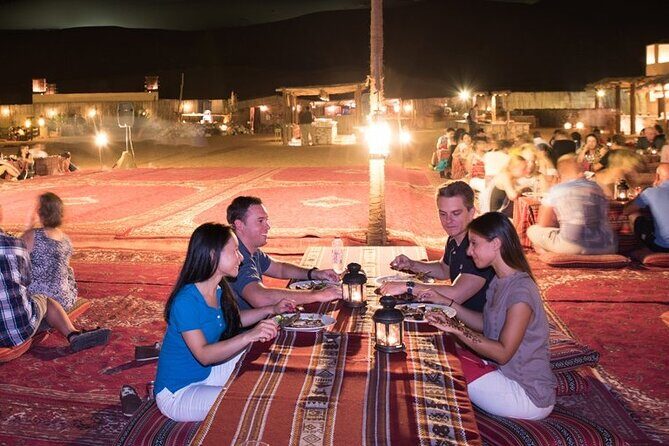 Thrilling Desert Safari Dubai Adventure with Sand Boarding and Barbecue Dinner - Camp Time at Falcon Oasis-Style Settings: What You Get In the Program