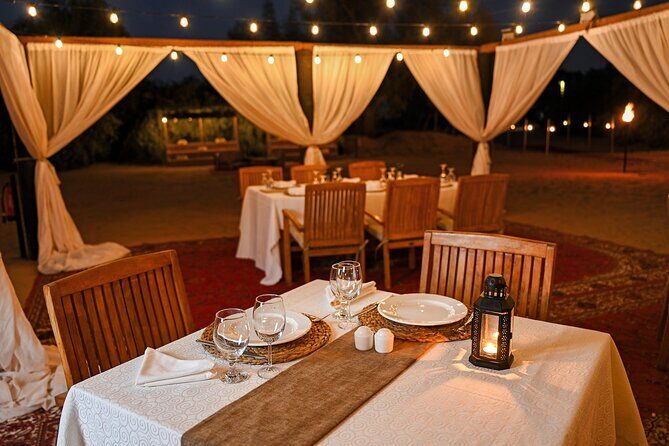 VIP Dubai Sunset Desert Safari: Camel Ride, BBQ, Unlimited Spirit - VIP Majlis BBQ Dinner with Unlimited Beverages and Shisha